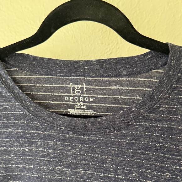 George Dark Blue Striped Tee NWT men’s Lg - Picture 5 of 7
